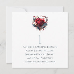 Modern Heart Shaped Rose-Wedding Seating Chart- Invitation