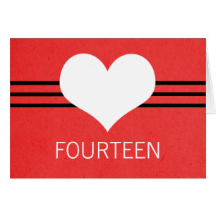 Modern Heart Table Number Card, Red