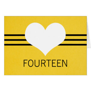 Modern Heart Table Number Card, Yellow
