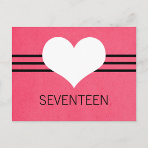 Modern Heart Table Number Postcard, Pink Postcard