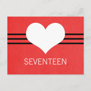 Modern Heart Table Number Postcard, Red Postcard