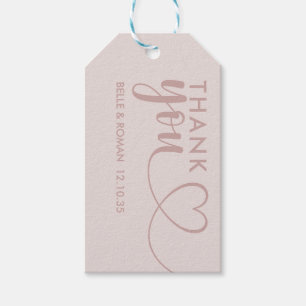 Modern Heart Thank You Calligraphy Rose Gold Cla Gift Tags