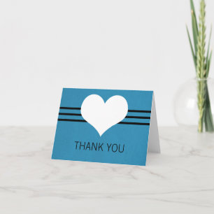 Modern Heart Thank You Card, Blue Card