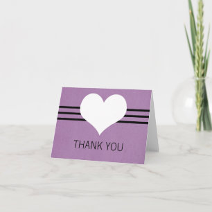 Modern Heart Thank You Card, Purple Card