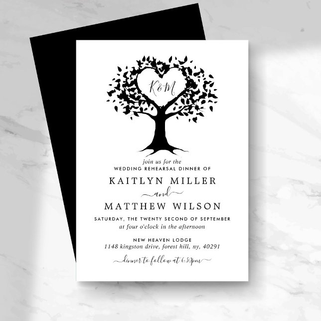 Modern Heart Tree Wedding Rehearsal Dinner Invitation (Creator Uploaded)