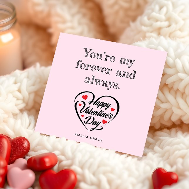 Modern Heart Typography Soft Pink Valentine Day  Card (Creator Uploaded)