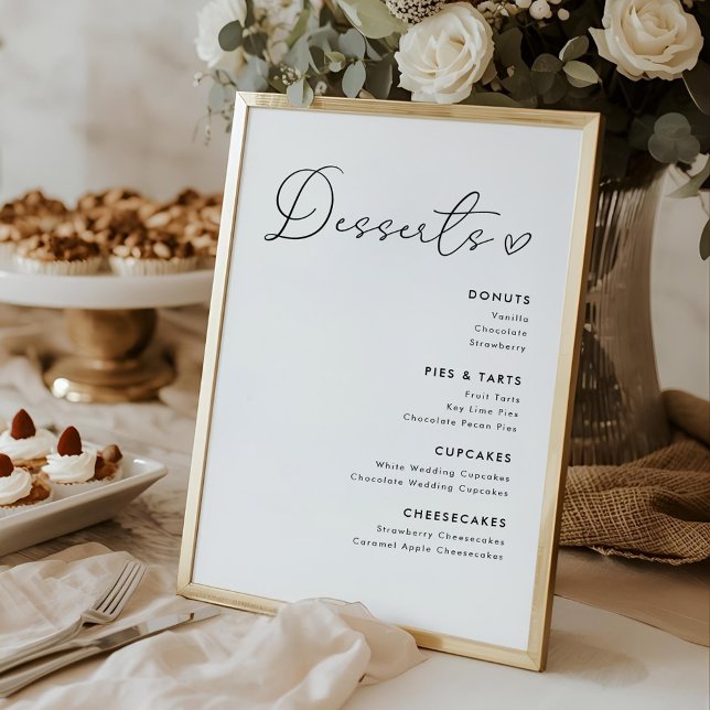 Modern Heart Wedding Desserts Menu Sign (Creator Uploaded)