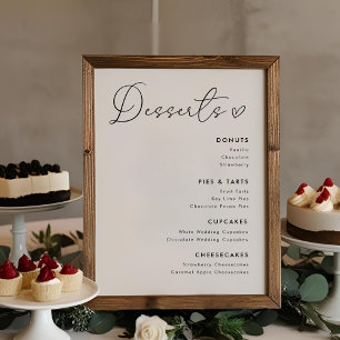 Modern Heart Wedding Desserts Menu Sign