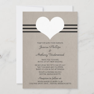 Modern Heart Wedding Invite, Beige Invitation