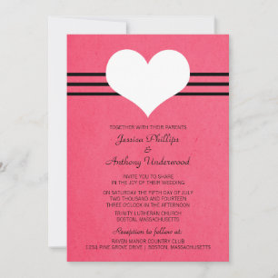 Modern Heart Wedding Invite, Pink Invitation