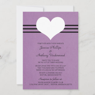 Modern Heart Wedding Invite, Purple Invitation
