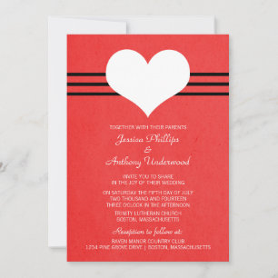 Modern Heart Wedding Invite, Red Invitation