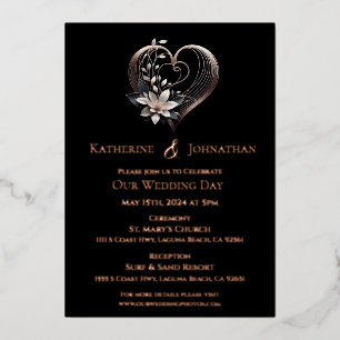 Modern Heart with Flowers Wedding