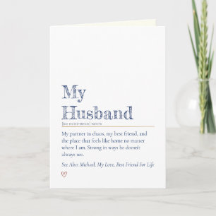 Modern Heartfelt Husband Definition Encouragement Card