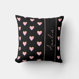Modern Hearts Black Pink Modern Cushion