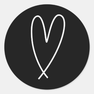 Modern Hearts Black & White Minimal Bridal Shower Classic Round Sticker