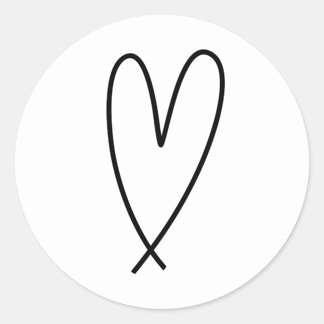 Modern Hearts Black & White Minimal Bridal Shower Classic Round Sticker (Front)