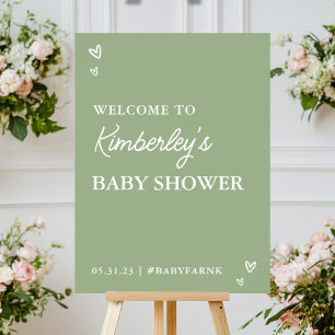 Modern Hearts Hello Baby Shower Welcome Poster