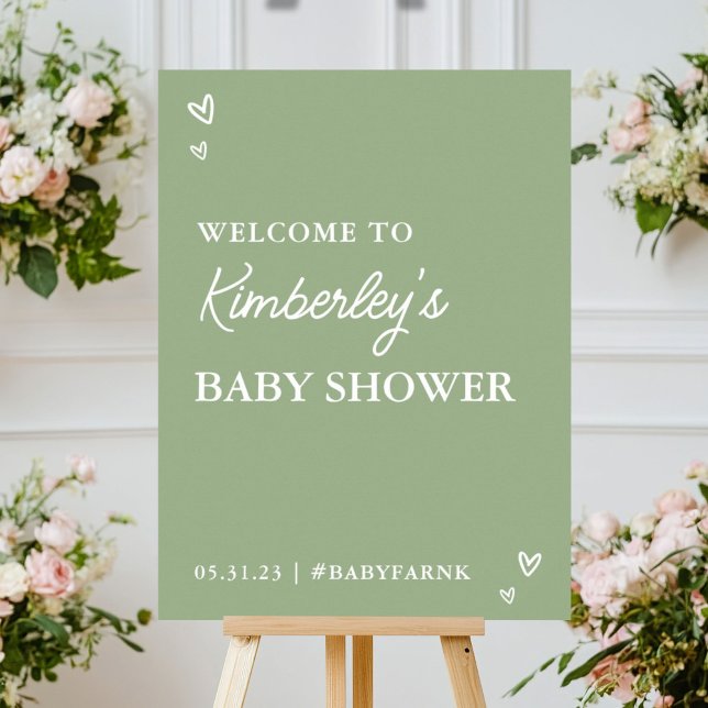 Modern Hearts Hello Baby Shower Welcome Poster (Creator Uploaded)