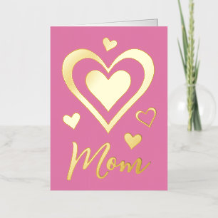 Modern Hearts Mother's Day Mum Gold  Foil Greeting Card