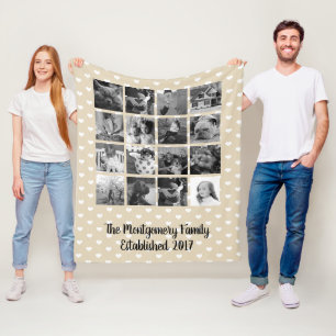 Modern Hearts Pattern 16  B & W Family Photo Fleece Blanket