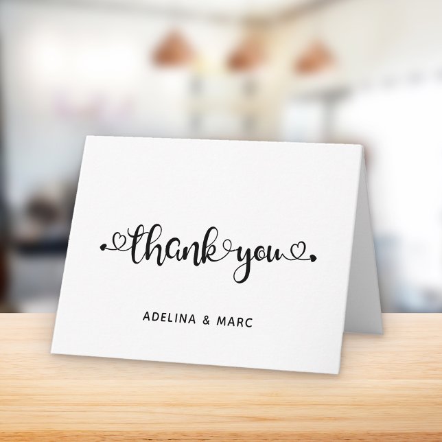 Modern Hearts Script Love Bridal Shower Wedding Thank You Card (Creator Uploaded)