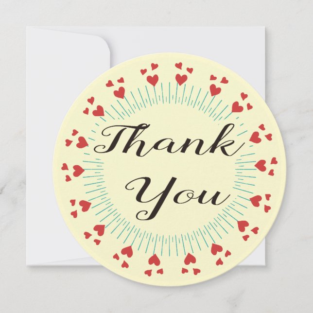 Modern Hearts Thank You Card (Front)