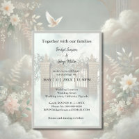 modern heaven stairway holy matrimony invitation