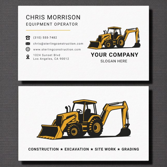 Modern Heavy Equipment Construction Company Business Card (Creator Uploaded)