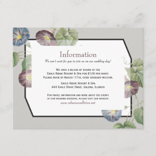 Modern Heirloom Morning Glory Wedding Information Enclosure Card