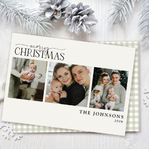 Modern Heirloom Sage Green Gingham Christmas Holiday Card