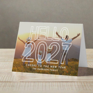 Modern Hello 2027 Photo New Year Holiday Card