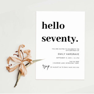 Modern Hello 70th Birthday Party Invitation