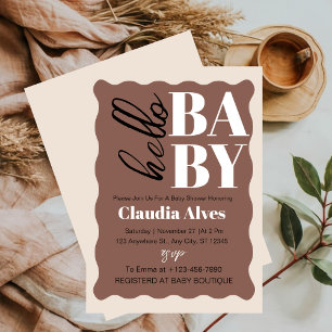 Modern Hello Baby Brown Baby Shower Invitation