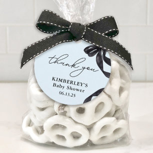Modern Hello Baby Watercolor Black Bow Baby Shower Favour Tags