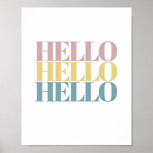Modern Hello Bold Color Minimalist Poster