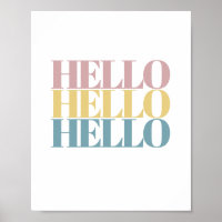 Modern Hello Bold Colour Minimalist Poster