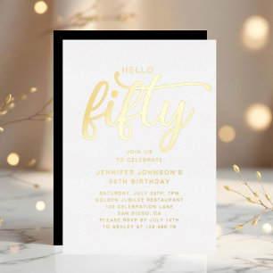 Modern Hello Fifty 50th Birthday Gold Foil