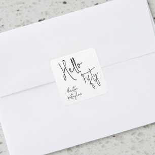 Modern Hello Fifty Script 50th Birthday Party  Square Sticker