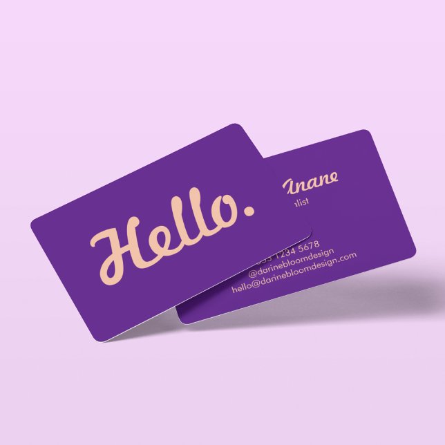 Modern Hello Hi Script Pink & Purple Casual Trendy Business Card (Creator Uploaded)