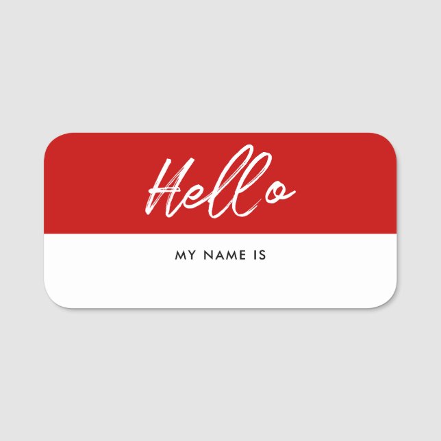 Modern Hello my name is dry erase Tag (Front)
