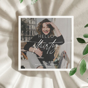 Modern Hello Thirty 30th Birthday Party Photo Napkin
