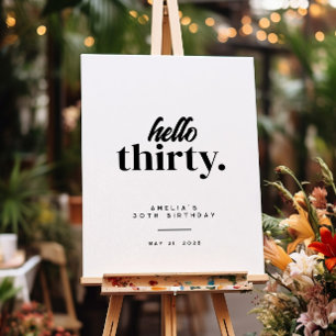 Modern Hello Thirty 30th Birthday Welcome Sign