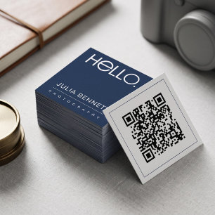 Modern "Hello" Typography Design Square Business Card
