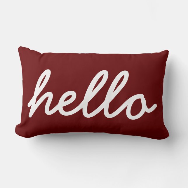 Modern Hello Typography Lumbar Pillow (Front)