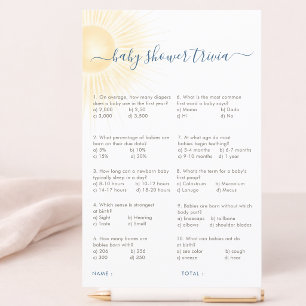 Modern Here Comes The Son Baby Shower Trivia Game