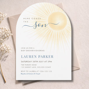 Modern Here Comes The Son Boy Baby Shower Invitation