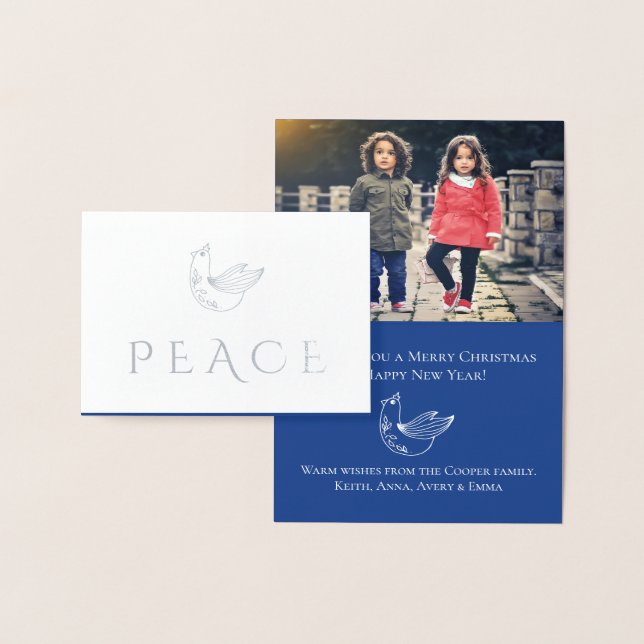 Modern Heritage Dove Foil Holiday Photo Card (Display)