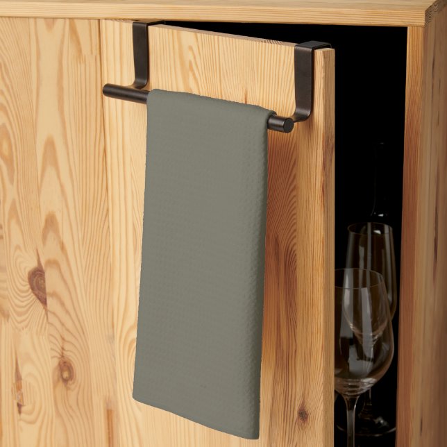 Modern Heritage Solid Charcoal Olive Tea Towel (Thirds Fold)