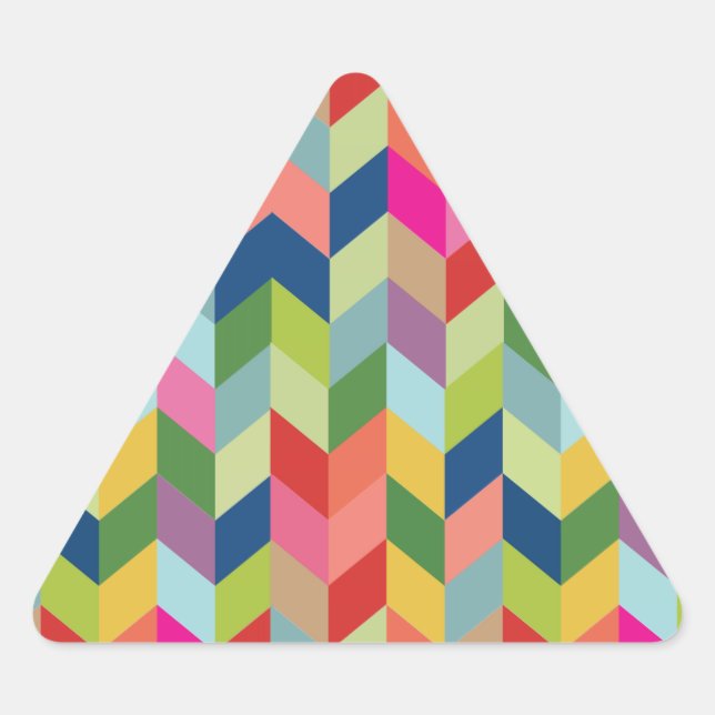 Modern Herringbone Pattern Triangle Sticker (Front)